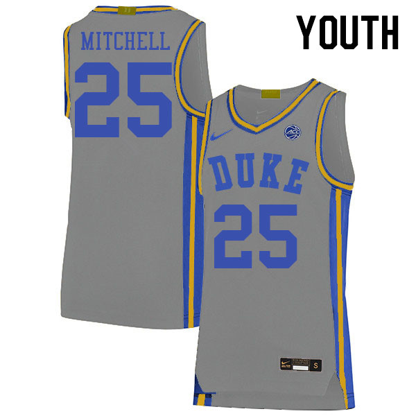 Youth #25 Mark Mitchell Duke Blue Devils 2022-23 College Stitched Basketball Jerseys Sale-Gray - Click Image to Close